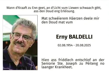 Traueranzeige für Erny Baldelli