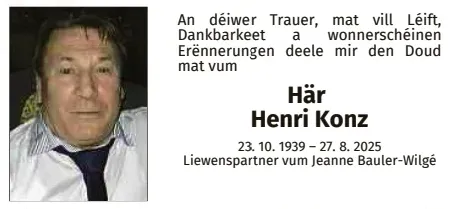 Traueranzeige für Henri Konz