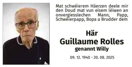 Traueranzeige für Guillaume Rolles