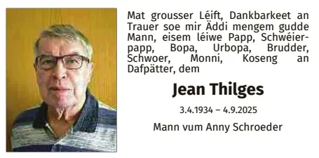 Traueranzeige für Jean Thilges