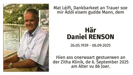 Traueranzeige für Daniel Renson