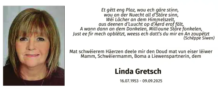 Traueranzeige für Linda Gretsch