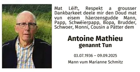 Traueranzeige für Antoine Mathieu