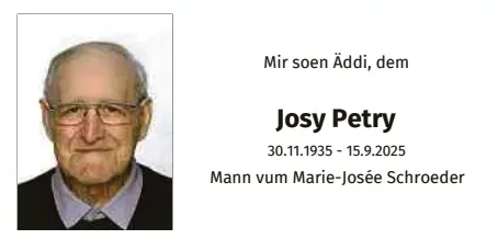 Traueranzeige für Josy Petry