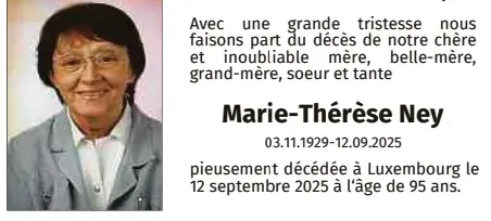 Traueranzeige für Marie-Thérèse Ney
