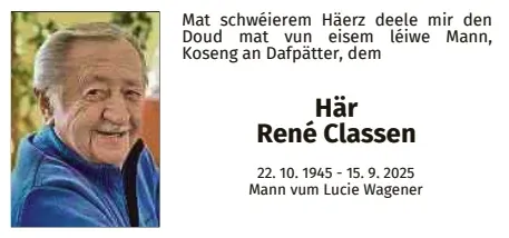 Traueranzeige für René Classen