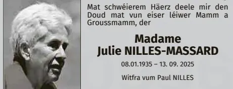 Traueranzeige für Julie Nilles-Massard