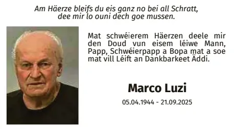 Traueranzeige für Marco Luzi