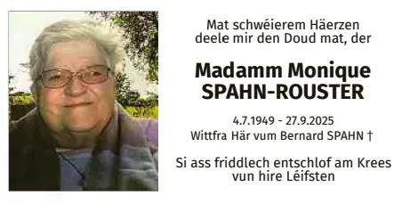 Traueranzeige für Monique Spahn-Rouster