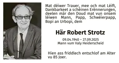 Traueranzeige für Robert Strotz