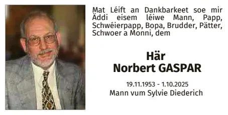 Traueranzeige für Norbert Gaspar