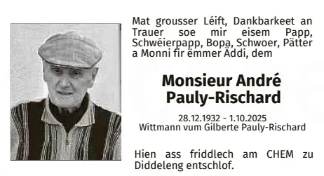 Traueranzeige für André Pauly-Rischard
