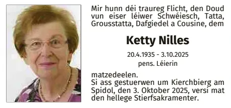 Traueranzeige für Ketty Nilles
