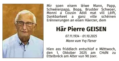Traueranzeige für Pierre Geisen