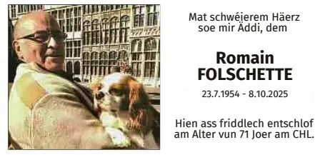 Traueranzeige für Romain Folschette