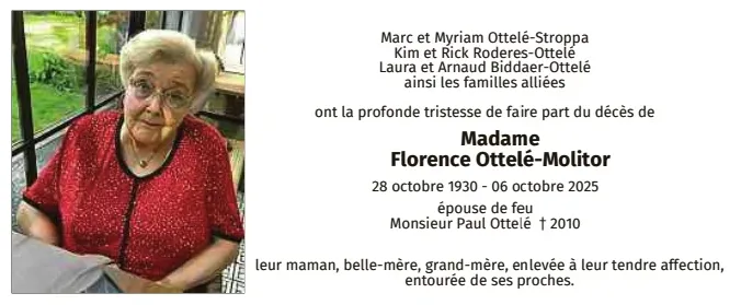 Traueranzeige für Florence Ottelé-Molitor
