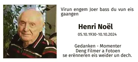 Traueranzeige für Henri Noël