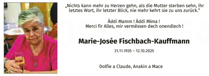 Traueranzeige für Marie-Josée Fischbach-Kauffmann