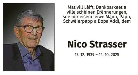 Traueranzeige für Nico Strasser