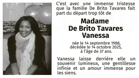 Traueranzeige für Vanessa De Brito Tavares