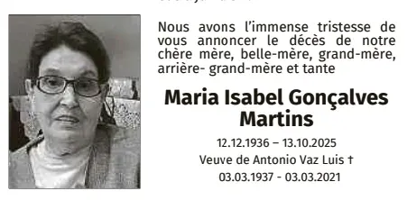 Traueranzeige für Maria Isabel Goncalves Martins