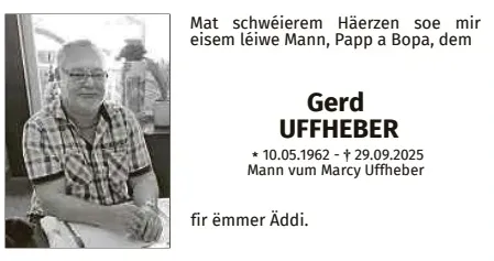 Traueranzeige für Gerd Uffheber