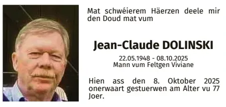 Traueranzeige für Jean-Claude Dolinski