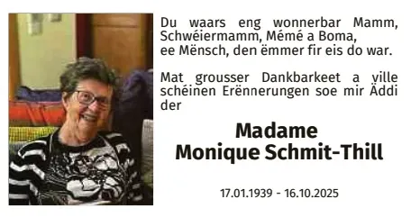 Traueranzeige für Monique Schmit-Thill