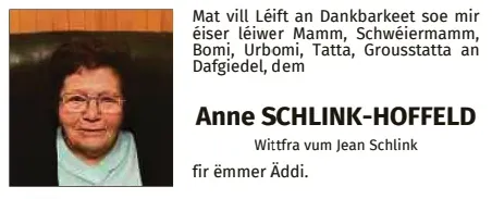 Traueranzeige für Anne Schlink-Hoffeld