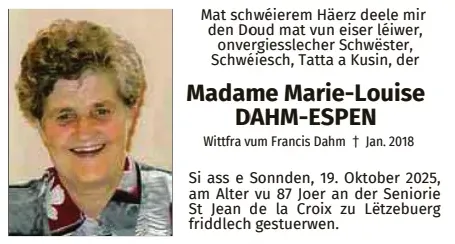 Traueranzeige für Marie-Louise Dahm-Espen
