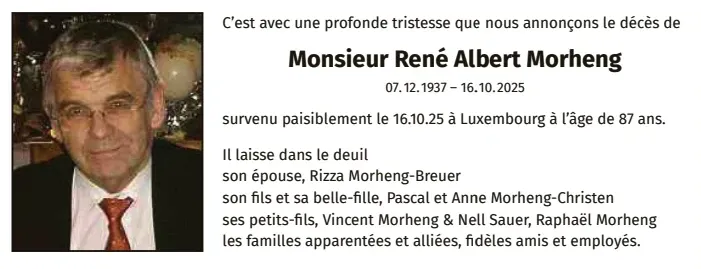 Traueranzeige für René Albert Morheng