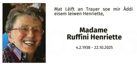 Traueranzeige für Henriette Ruffini