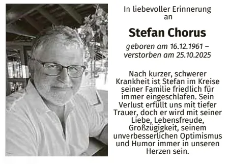 Traueranzeige für Stefan Chorus