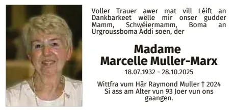 Traueranzeige für Marcelle Muller-Marx