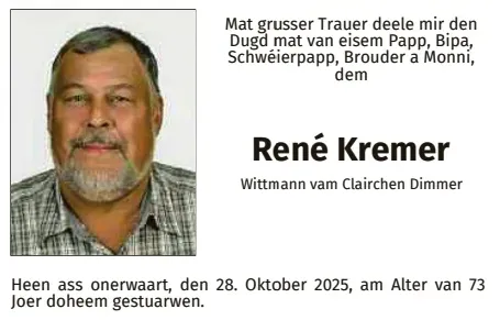 Traueranzeige für René Kremer