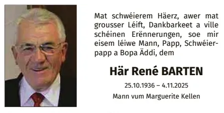 Traueranzeige für René Barten