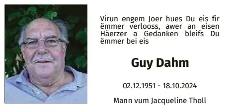 Traueranzeige für Guy Dahm