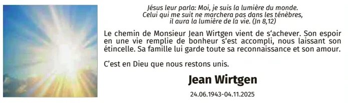 Traueranzeige für Jean Wirtgen