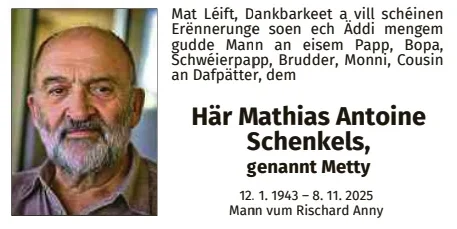 Traueranzeige für Mathias Antoine Schenkels