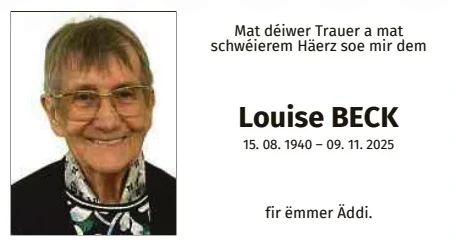 Traueranzeige für Louise Beck