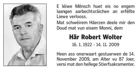 Traueranzeige für Robert Wolter