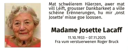 Traueranzeige für Josette Lacaff