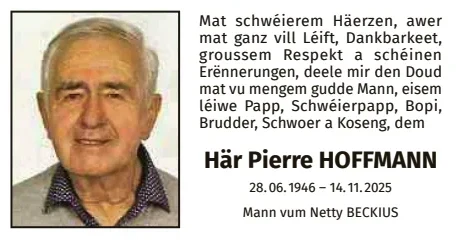 Traueranzeige für Pierre Hoffmann