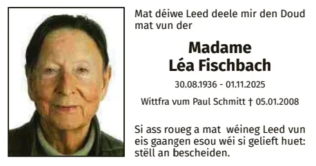 Traueranzeige für Léa Fischbach