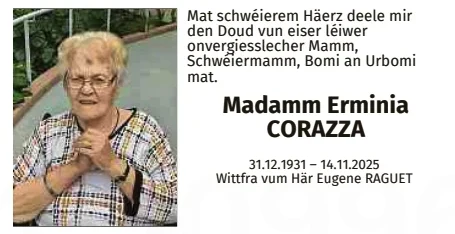 Traueranzeige für Erminia Corazza