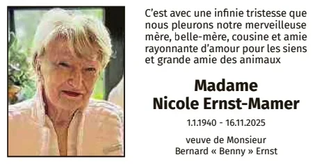 Traueranzeige für Nicole Ernst-Mamer