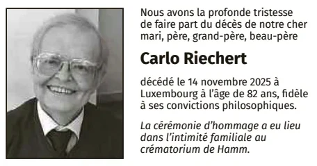 Traueranzeige für Carlo Riechert