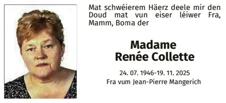 Traueranzeige für Renée Collette