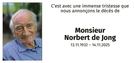 Traueranzeige für Norbert De Jong