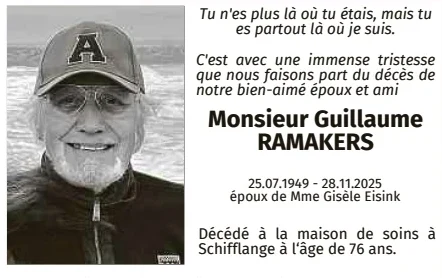 Traueranzeige für Guillaume Ramakers